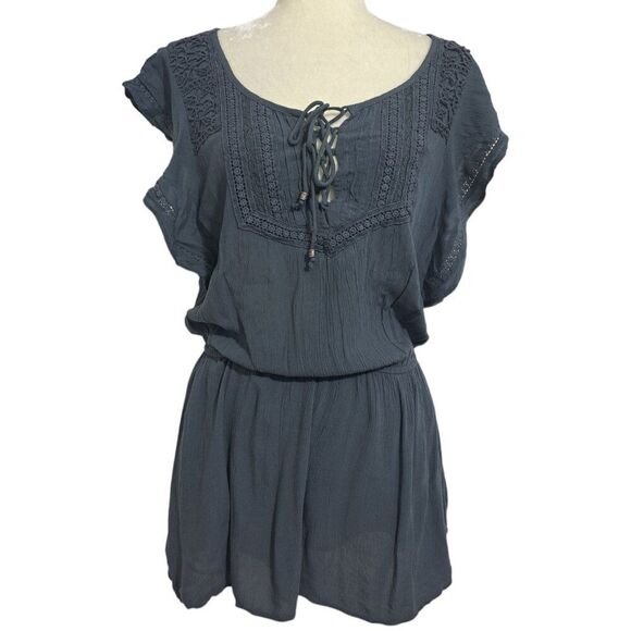 American Eagle Outfitters Women Rusty Teal Boho Romper Pockets Travel Vacation M - Picture 4 of 8